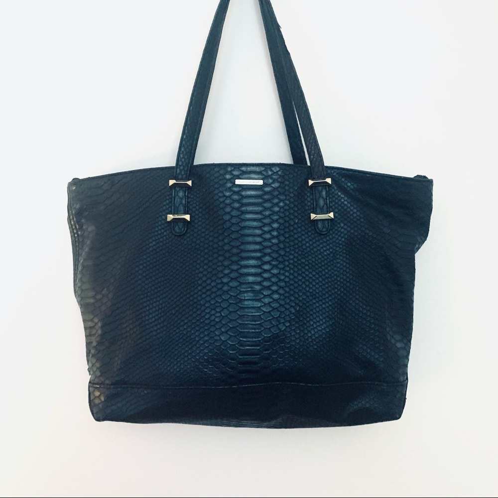 REBECCA MINKOFF Python Embossed Tote Bag, Navy